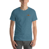 Fire Brand logo on the left chest  in heather deep teal