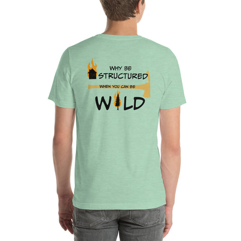 Fire Brand Gear unisex tee shirt in heather prism mint green (M-4XL) Be Wild! (Structure fire vs. Wild Fire) 