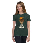 Fire Brand Gear unisex tee in heather forest green (M-3XL) with our Squatchy character and the phrase "You No Burn Trees"